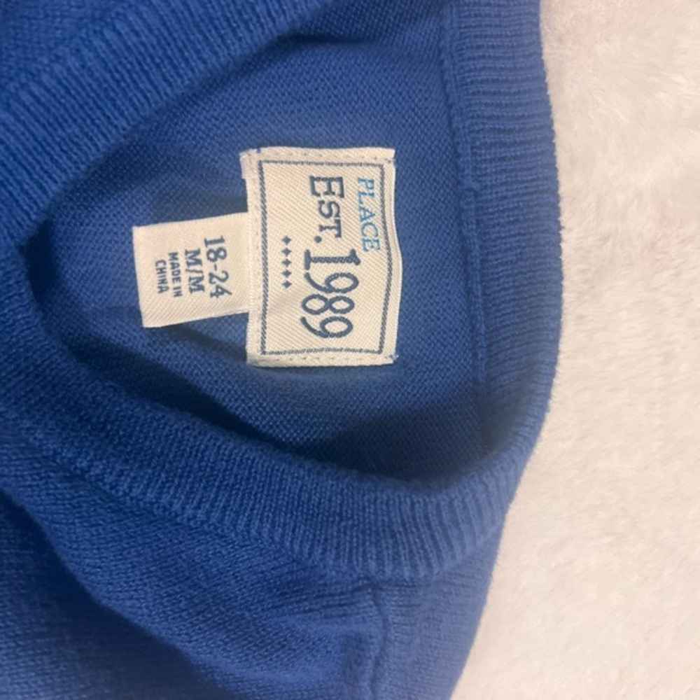 Children's Place sweater vest, blue, size 18-24 months, USED - Picture 8 of 10